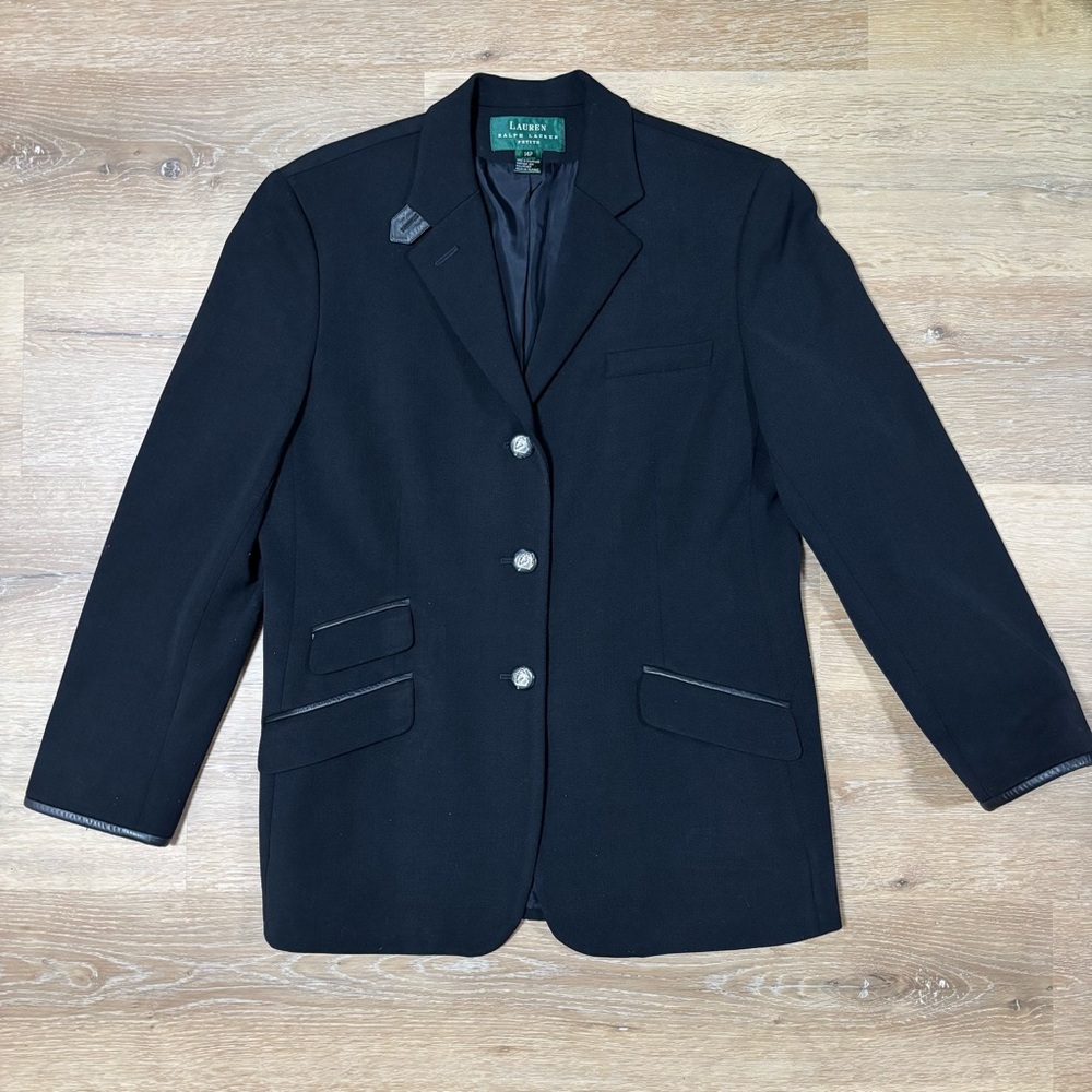 Vintage luxury Ralph Lauren Blazer Black Wool Equestrian Blazer  Horse Button